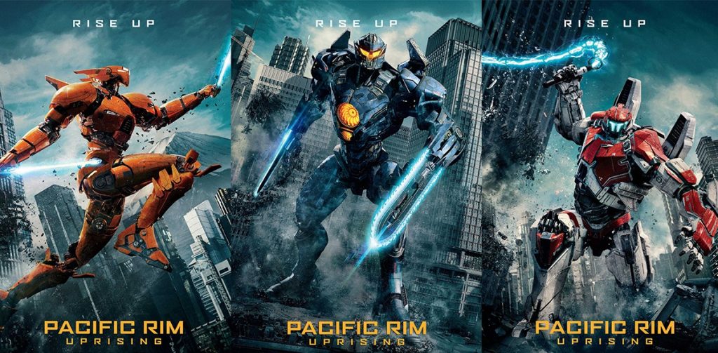 Pacific Rim, three huge combat robots