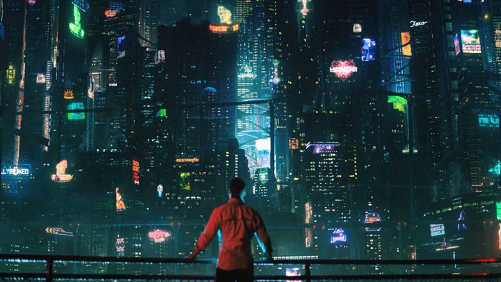 Altered Carbon, the man looks at the city