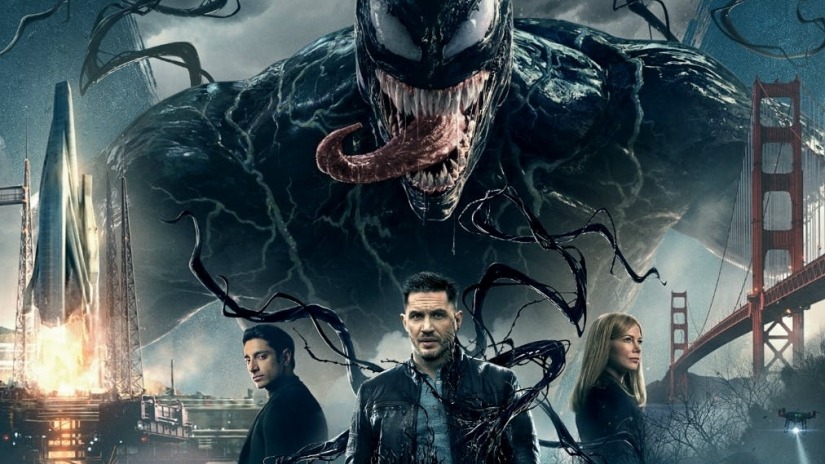 Venom, a monster above three people