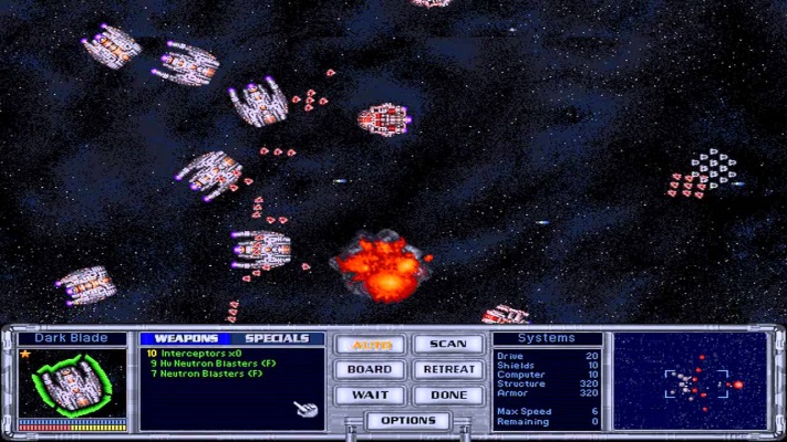 Several spaceships are fighting each other